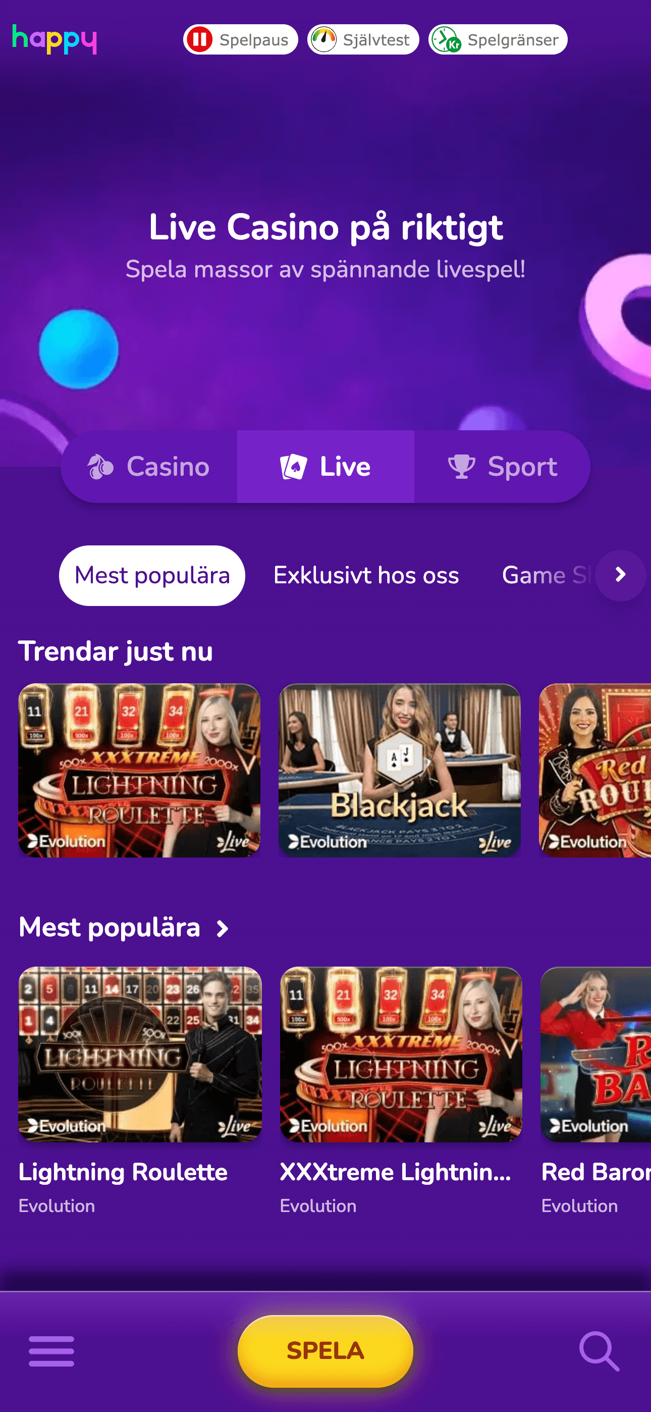 Happy Casino i mobilen med responsiv design